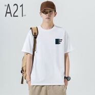 MaA21yyds純棉短袖T恤男士2025新款圓領(lǐng)半袖衣服男夏季寬松百搭打底衫體恤T 白色 M