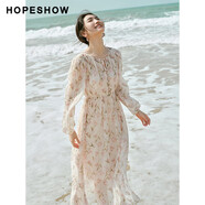紅袖（hopeshow）女連衣裙90224101603 淺杏粉印花 S