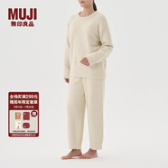 無印良品（MUJI）女式 發(fā)熱毛毛紗 家居長褲女士睡褲褲子冬季款 FD30CC4A 米色 S-M(160/66A)