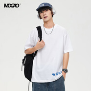 摩高男裝MOGAO夏季純棉基礎款百搭圓領(lǐng)短袖T恤上衣打底衫A2 本白08 M