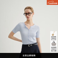 麥檬萬件爆款MM口碑原創(chuàng)桑蠶絲涼感針織上衣短袖春夏淡人穿搭 水滴領(lǐng)-短袖-淺藍(lán)5G4930293 M （100-115斤）