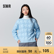 森馬毛衣女冬寬松時(shí)尚氣質(zhì)圓領(lǐng)針織衫優(yōu)雅千鳥(niǎo)格套頭衫女裝內搭 藍色調00388 165/88A/L