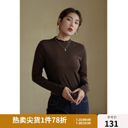 獨束大碼女裝【發(fā)熱防靜電】百搭打底衫女顯瘦秋冬新款胖mm針織衫 棕咖色 2XL
