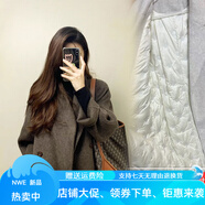 暖冬鴨鴨羽絨服內(nèi)膽雙面絨毛呢大衣女中長款秋冬慵懶風(fēng)加厚小個子呢子外套 摩卡棕 90白鴨絨 M  建議115-125斤