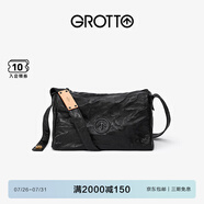 GROTTO個(gè)樂(lè)黑石包經(jīng)典大容量植鞣綿羊皮單肩斜挎通勤軟包男女款禮物 黑石M（黑標(biāo)）