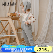 Milkbarn春秋寶寶背帶褲 6-24月男女童外穿長(zhǎng)褲嬰兒可愛休閑褲子 淺灰色 90 cm