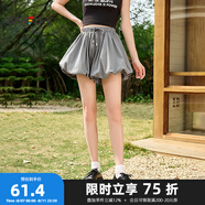三福短褲2025夏季松緊腰頭設(shè)計(jì)花苞褲甜美褲子女裝495772 灰色 S