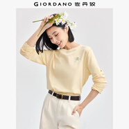 佐丹奴長(cháng)袖T恤女純棉打底衫甜美花朵刺繡圓領(lǐng)套頭衫13324792