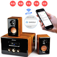 山水 電腦藍牙音響電視K歌臺式重低音炮音箱2.1家用卡拉OK 11A藍牙音響 62D藍牙電腦音箱（紅柚木紋）