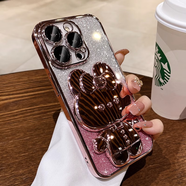 品飛蘋果16promax手機(jī)殼帶15pm鏡頭膜iphone14保護(hù)套全包防摔13隱形補(bǔ) 少女粉自帶鏡頭膜補(bǔ)妝鏡支架防塵網(wǎng)設(shè)計(jì) iPhone 16 plus