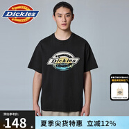 dickies簡(jiǎn)約小logo全棉短袖T恤情侶款商場(chǎng)同款半袖上衣多色可選 DK010991 黑色88AW【落日大logo印花】 L