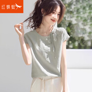 紅蜻蜓t恤女新款中式國風(fēng)圓領(lǐng)連肩袖襯衫別致2025年夏季顯瘦寬松上衣 薄荷綠短袖 L （110-120斤）
