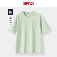 SPAO100%純棉短袖T恤男女2025夏季新款舒適親膚上衣SPDX25SD01XY 淺綠/象牙熊-貼布繡 M