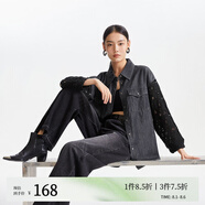 VEROMODA牛仔襯衫女2023秋冬新款牛仔寬松長袖翻領(lǐng)簡約休閑 J09深牛仔灰色 165/84A/M