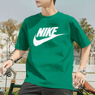 耐克（NIKE）綠色短袖男子運動T恤夏季新款上衣薄體恤寬松五分袖 墨綠AR5005-365 正品 寬松透氣 M 推薦120-130斤