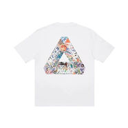 普賓迪Palace TRI STICKER PACK王一博同款 漫畫(huà)貼紙大三角 男女短袖T恤 白色 S