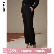 藍(lán)地（LANDI）黑色高腰顯高顯瘦通勤直筒微喇休閑褲女長褲冬新品 黑色 S