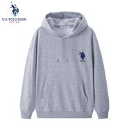 U.S. POLO ASSN.保羅衛(wèi)衣男秋季休閑長袖T恤打底衫百搭連帽上衣外套麻灰L