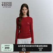 Teenie Weenie小熊春季手工鉤花肌理感知性毛衣打底衫復古毛針織衫 深紅色 M 165
