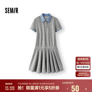 森馬（Semir）連衣裙女拼接格子假兩件學(xué)院風(fēng)2025夏季收腰polo裙107425114001