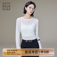 美洋（MEIYANG）透透T 蘭精天絲輕薄透視感打底疊穿圓領(lǐng)短袖時尚氣質(zhì)短袖T恤上衣 白色（長袖版） L