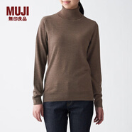 無印良品 MUJI 女式  天竺 高領(lǐng)毛衣 女款黑色長袖針織衫秋冬毛衫BAG05A0A 深咖啡色 M