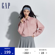 Gap女裝春秋時尚高領(lǐng)復(fù)古機(jī)車夾克美式翻領(lǐng)外套429388 粉色 175/92A(XL)亞洲尺碼