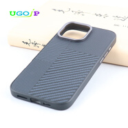 UGOJP【特價(jià)清倉(cāng)】適用蘋果iphone16promax手機(jī)殼15promax仿皮14promax全包13promax保護(hù)套15/14 黑色四格斜紋 iphone16promax