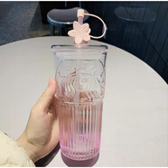 星巴克新款櫻花女神玻璃吸管杯高顏值大容量夏季冷水杯伴手禮生日禮物 粉色漸變女神吸管杯550ml