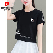 皮爾卡丹（pierre cardin）品牌純棉短款T恤上衣女夏季2025新款韓版寬松顯瘦小個(gè)子百搭體恤 涼感T恤黑色-龍貓 純棉 全棉t恤女純棉2XL120-130斤