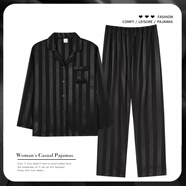 芝格鳥芝桃鳥睡衣情侶男士春秋款夏季家居服女202 黑色NJR-6609女款 2XL