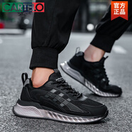 卡帝樂(lè)鱷魚(yú)（CARTELO）男鞋2025年春秋網(wǎng)面運(yùn)動(dòng)鞋帥全黑復(fù)古黑色特大碼男鞋邁勒塔休閑鞋 黑色 68331雙網(wǎng) 40