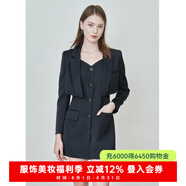 CAROLINE卡洛琳2023春季新款簡(jiǎn)約開衫短外套連衣裙兩件套ECRDAA27 黑色（現(xiàn)貨） S
