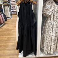 衫槿空高品質(zhì)2025女裝掛脖無袖露肩連衣裙度假風(fēng)長裙子沙灘吊帶裙477316 黑色 L