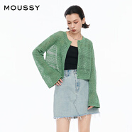 moussy 女裝新品簡約淑女風(fēng)通勤薄款針織開衫女028ISZ70-3051 030綠色 均碼
