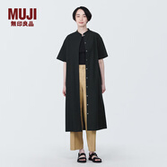 無印良品（MUJI）女式 涼感平紋立領(lǐng)短袖連衣裙 女裝裙子夏季長(zhǎng)裙涼感物語BC2ICC4A 黑色 M 160/84A