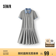 森馬（Semir）連衣裙女拼接格子假兩件學(xué)院風(fēng)2025夏季收腰polo裙107425114001