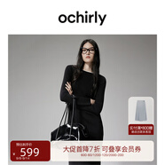 歐時(shí)力OCHIRLY羊毛長(cháng)款毛織連衣裙女收腰優(yōu)雅通勤2025春季新品 黑色 S