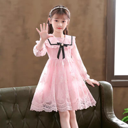 HWHE設計師品牌童裝女童短袖連衣裙兒童公主裙夏季新款小女孩衣服裙子 2503粉色秋季長(cháng)袖 120 cm