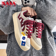 NASA XVVX官方聯(lián)名鞋子男生潮流百搭厚底透氣休閑板鞋男小眾軟底學生男鞋 酒紅 41