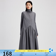 leisure三彩麗雪【智性通勤系列】秋極簡(jiǎn)不規則褶皺圓領(lǐng)A型背心裙女 灰色 S