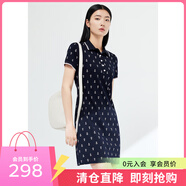 敦奴（DUNNU）【清倉價(jià)】敦奴夏季新款POLO翻領(lǐng)短袖印花運(yùn)動(dòng)風(fēng)連衣裙 藏藍(lán) S