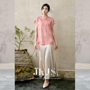 JK&JS緞面提花a字半身裙新中式搭配裙子高級感小眾半裙 奶霜白  L 