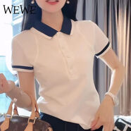 唯唯（WEWE）POLO領(lǐng)短袖t恤女夏季薄款2025新款顯瘦百搭修身體恤上衣 白色 M