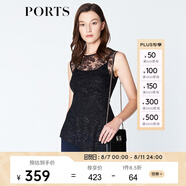 PORTS寶姿 新品商場同款夏新款女裝無袖吊帶內(nèi)襯假兩件上衣 黑色 M (6)