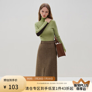 范思藍(lán)恩23FS14090 老錢風(fēng)套裝咖色復(fù)古西裝外套女秋冬羊毛西服 半身裙 S