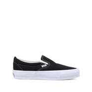萬(wàn)斯（VANS）純牛皮拼接圓頭休閑懶人男鞋 黑布板鞋低幫帆布鞋 25新款鞋 黑色 36