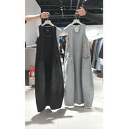 藝枼（YIYERED）藝枼美式街頭潮牌工裝牛仔背帶裙女韓版寬松覆古 黑色背心裙 S