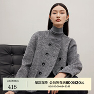 迪賽尼斯（DESIGNICE）羊駝毛短款雙面呢大衣冬季新款羊毛小香風(fēng)深灰毛呢外套女 深灰 L