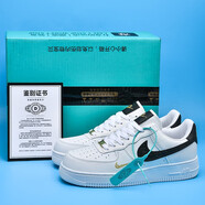 SAJL空軍一號男鞋低幫小白鞋男款白黑金勾af1小麥色板鞋夏季女鞋子 空軍白黑金男女可穿 送藍盒三件 36 標準碼數